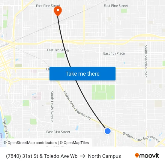 (7840) 31st St & Toledo Ave Wb to North Campus map