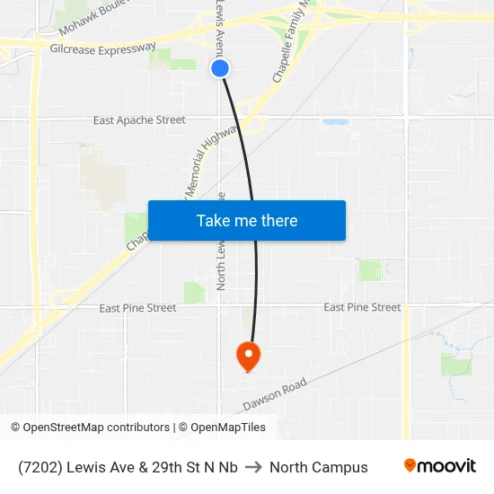 (7202) Lewis Ave & 29th St N Nb to North Campus map