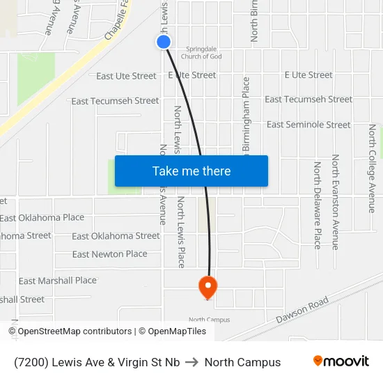 (7200) Lewis Ave & Virgin St Nb to North Campus map