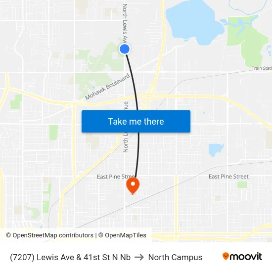 (7207) Lewis Ave & 41st St N Nb to North Campus map