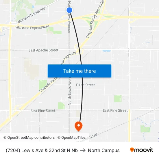(7204) Lewis Ave & 32nd St N Nb to North Campus map