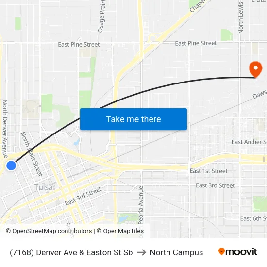 (7168) Denver Ave & Easton St Sb to North Campus map