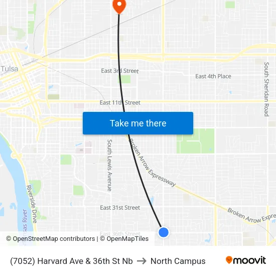 (7052) Harvard Ave & 36th St Nb to North Campus map