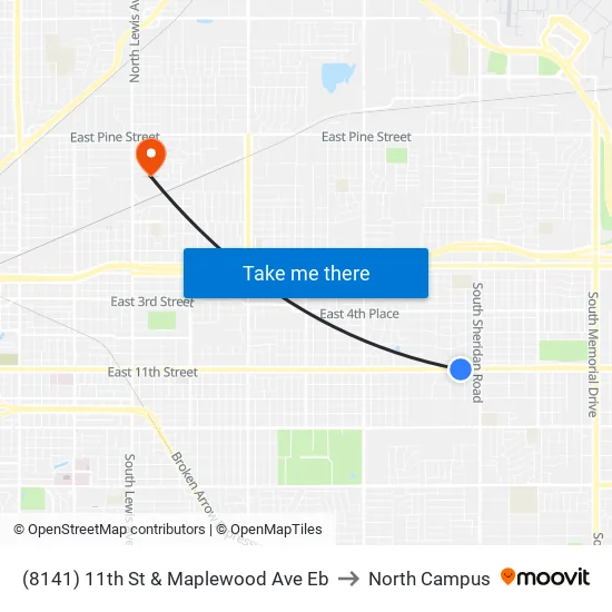 (8141) 11th St & Maplewood Ave Eb to North Campus map
