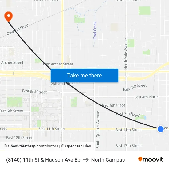 (8140) 11th St & Hudson Ave Eb to North Campus map