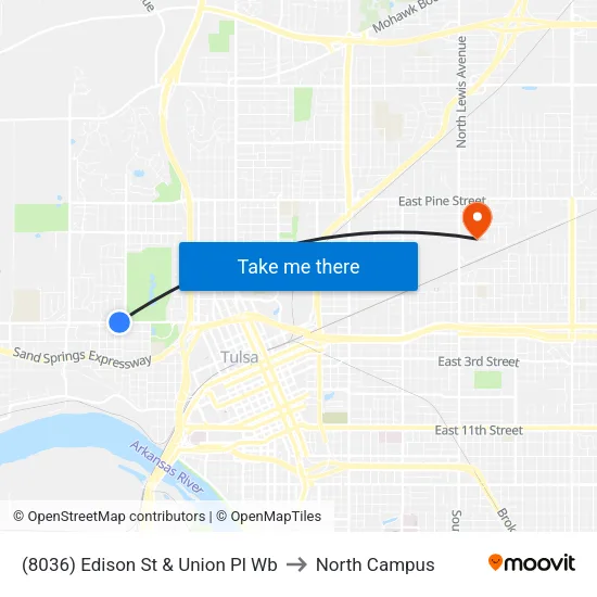 (8036) Edison St & Union Pl Wb to North Campus map