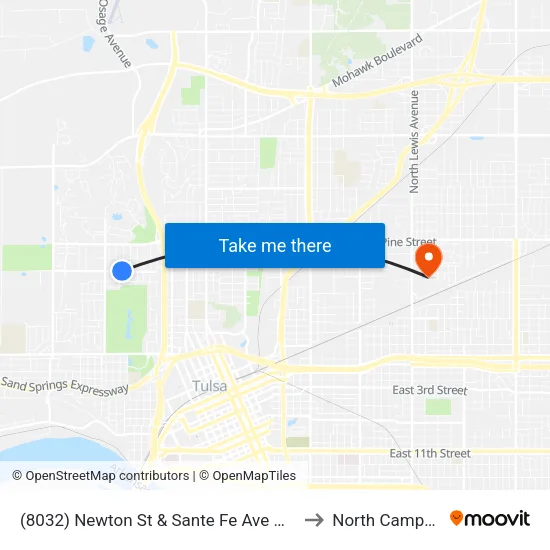 (8032) Newton St & Sante Fe Ave Wb to North Campus map