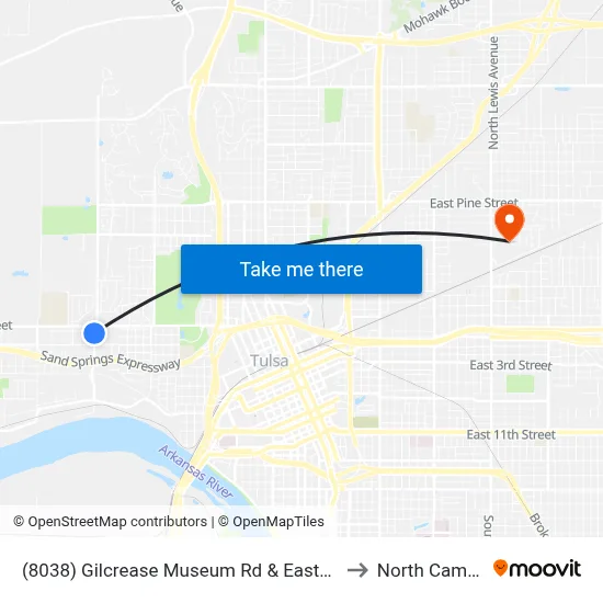 (8038) Gilcrease Museum Rd & Easton Pl S to North Campus map