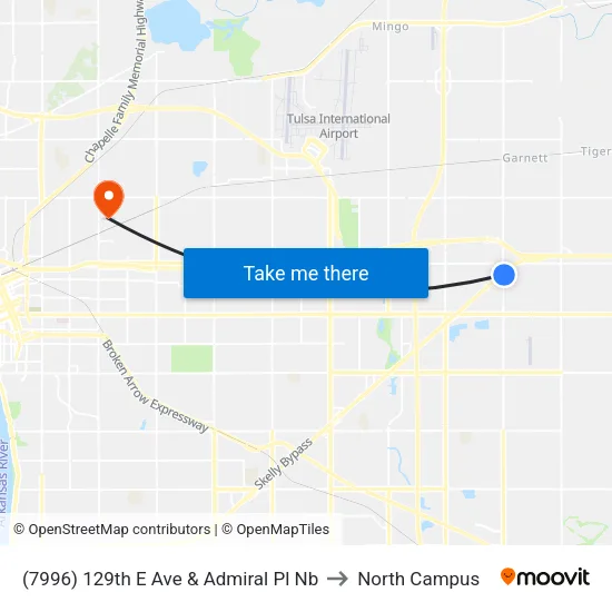 (7996) 129th E Ave & Admiral Pl Nb to North Campus map