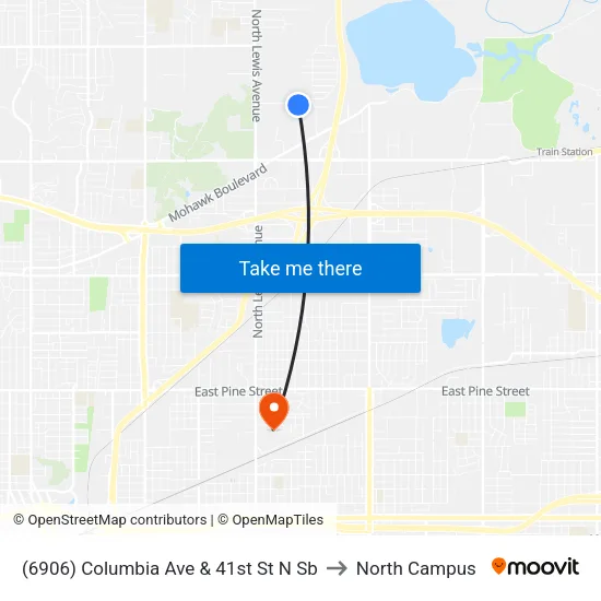 (6906) Columbia Ave & 41st St N Sb to North Campus map