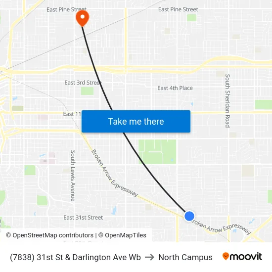 (7838) 31st St & Darlington Ave Wb to North Campus map