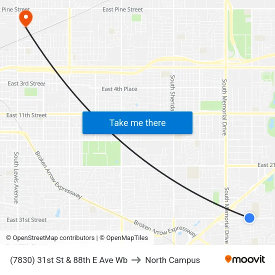 (7830) 31st St & 88th E Ave Wb to North Campus map