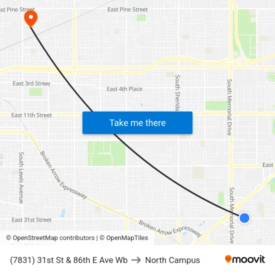 (7831) 31st St & 86th E Ave Wb to North Campus map