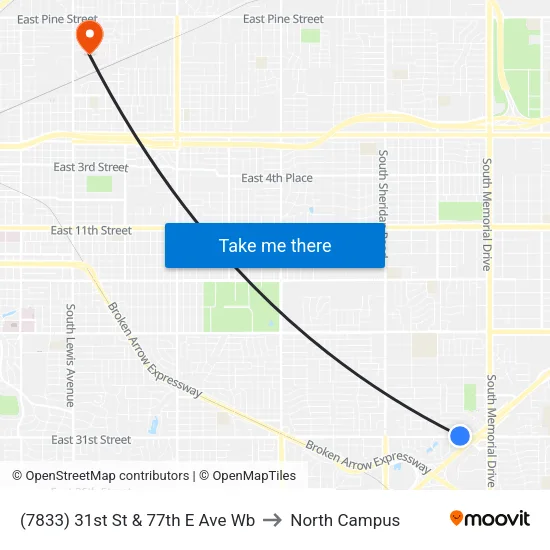 (7833) 31st St & 77th E Ave Wb to North Campus map