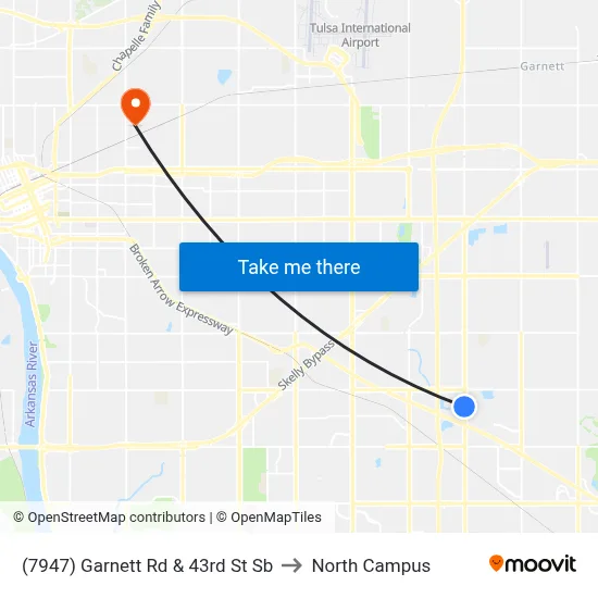 (7947) Garnett Rd & 43rd St Sb to North Campus map