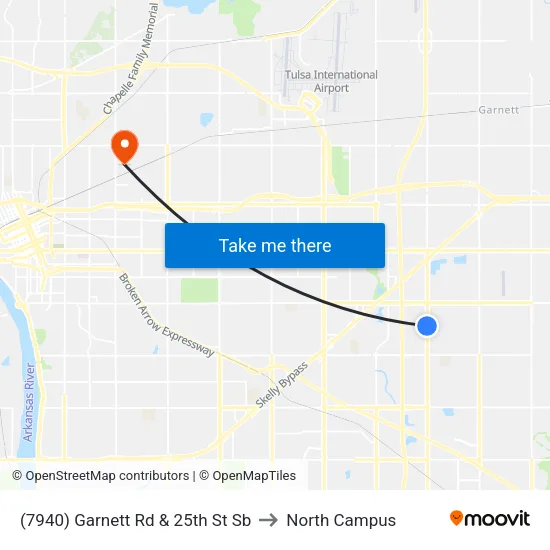 (7940) Garnett Rd & 25th St Sb to North Campus map