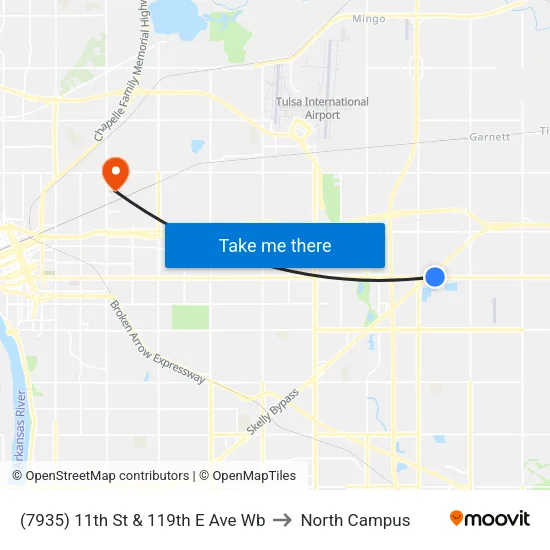 (7935) 11th St & 119th E Ave Wb to North Campus map