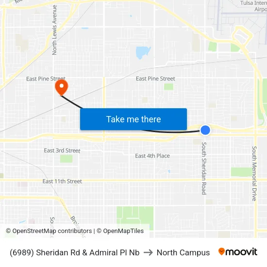 (6989) Sheridan Rd & Admiral Pl Nb to North Campus map