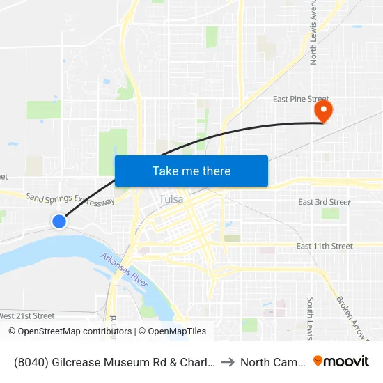 (8040) Gilcrease Museum Rd & Charles Pag to North Campus map