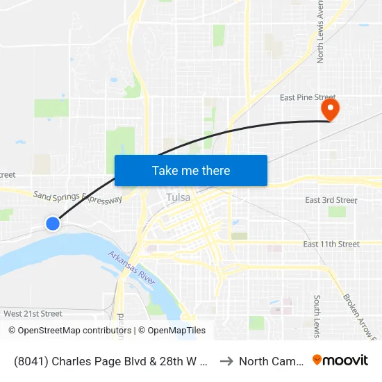 (8041) Charles Page Blvd & 28th W Ave Wb to North Campus map