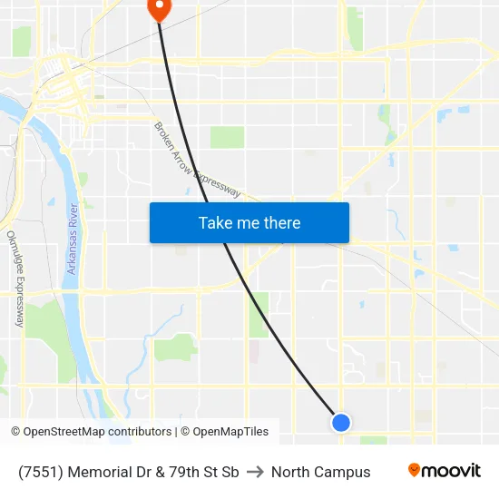 (7551) Memorial Dr & 79th St  Sb to North Campus map