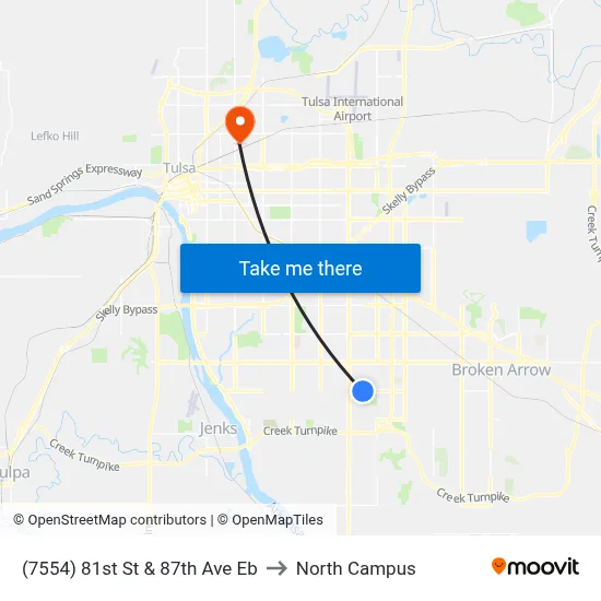 (7554) 81st St & 87th Ave Eb to North Campus map