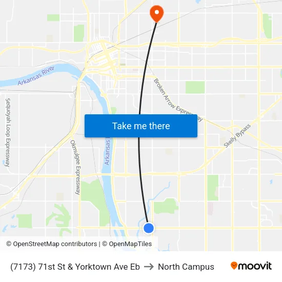 (7173) 71st St & Yorktown Ave Eb to North Campus map