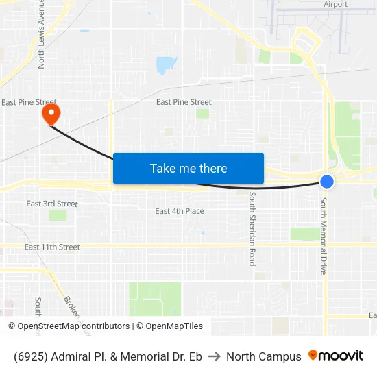 (6925) Admiral Pl. & Memorial Dr. Eb to North Campus map