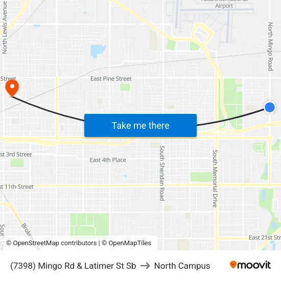 (7398) Mingo Rd & Latimer St Sb to North Campus map