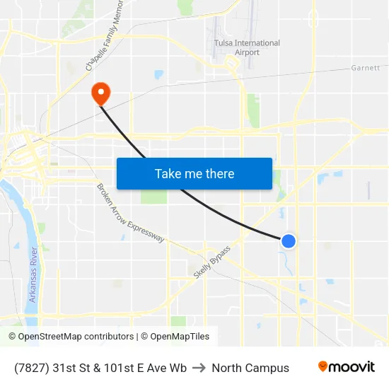 (7827) 31st St & 101st E Ave Wb to North Campus map