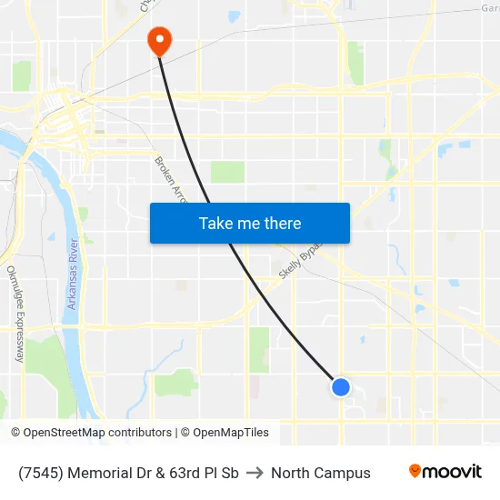 (7545) Memorial Dr & 63rd Pl Sb to North Campus map
