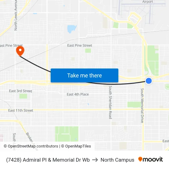 (7428) Admiral Pl & Memorial Dr Wb to North Campus map