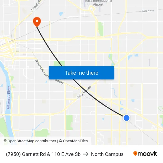 (7950) Garnett Rd & 110 E Ave Sb to North Campus map