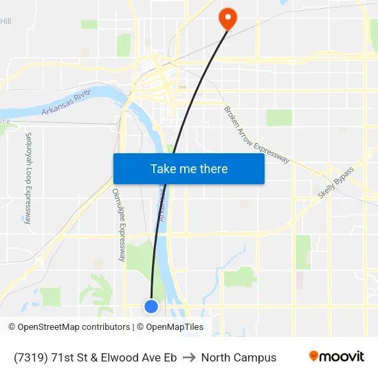 (7319) 71st St & Elwood Ave Eb to North Campus map