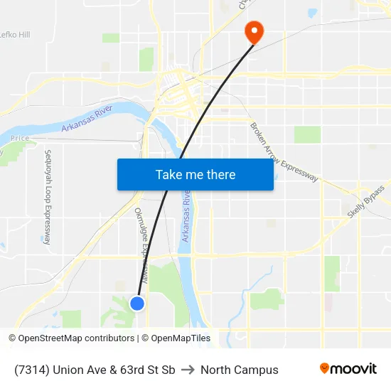 (7314) Union Ave & 63rd St Sb to North Campus map