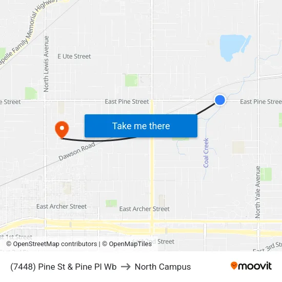(7448) Pine St & Pine Pl Wb to North Campus map