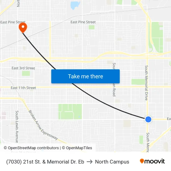 (7030) 21st St. & Memorial Dr. Eb to North Campus map