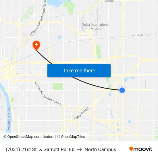 (7031) 21st St. & Garnett Rd. Eb to North Campus map
