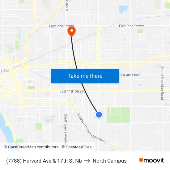 (7788) Harvard Ave & 17th St Nb to North Campus map