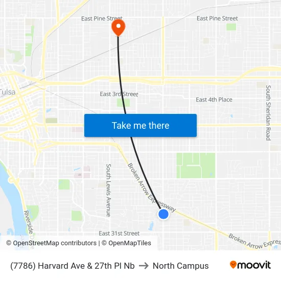 (7786) Harvard Ave & 27th Pl Nb to North Campus map