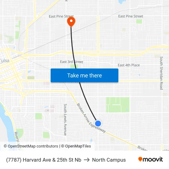 (7787) Harvard Ave & 25th St Nb to North Campus map