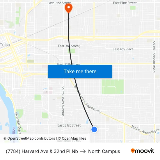 (7784) Harvard Ave & 32nd Pl Nb to North Campus map