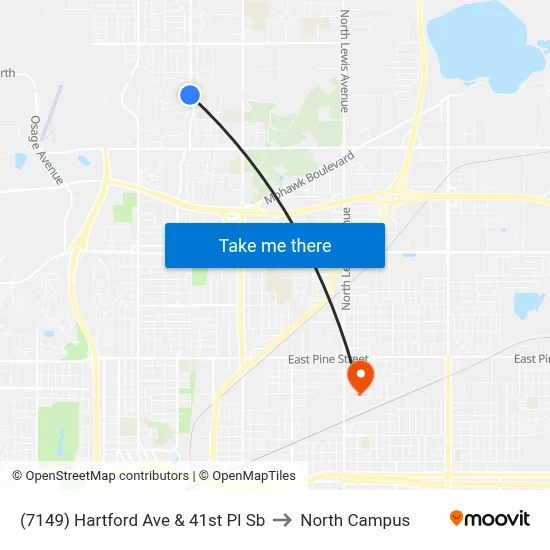 (7149) Hartford Ave & 41st Pl Sb to North Campus map