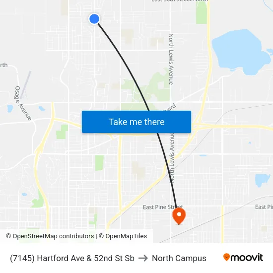(7145) Hartford Ave & 52nd St Sb to North Campus map