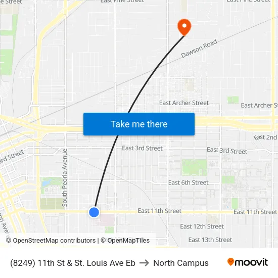 (8249) 11th St & St. Louis Ave Eb to North Campus map