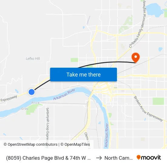 (8059) Charles Page Blvd & 74th W Ave Wb to North Campus map