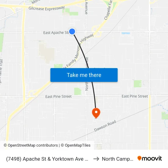 (7498) Apache St & Yorktown Ave Wb to North Campus map