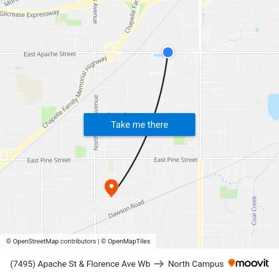 (7495) Apache St & Florence Ave Wb to North Campus map