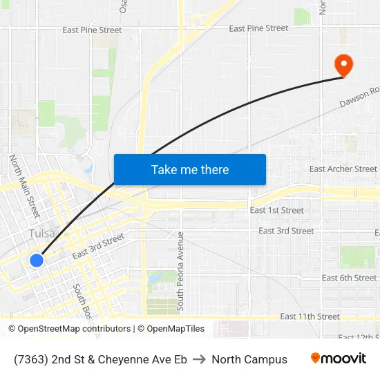 (7363) 2nd St & Cheyenne Ave Eb to North Campus map