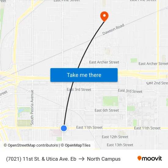 (7021) 11st St. & Utica Ave. Eb to North Campus map